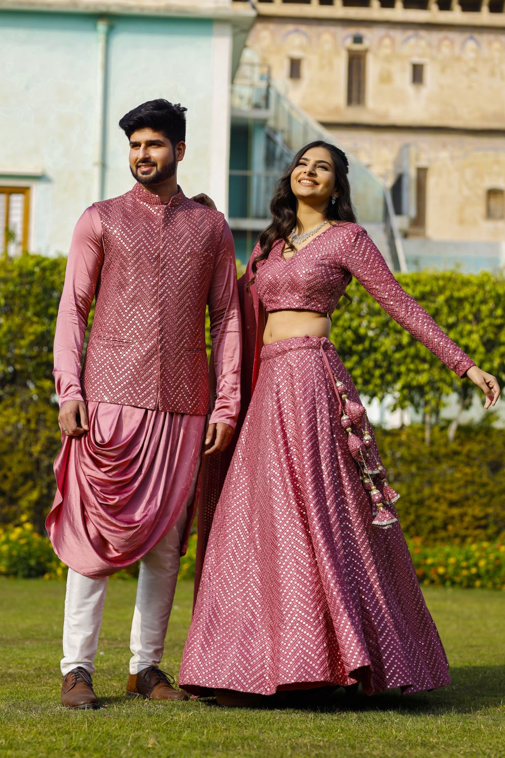 Matellic Pink Couple Set