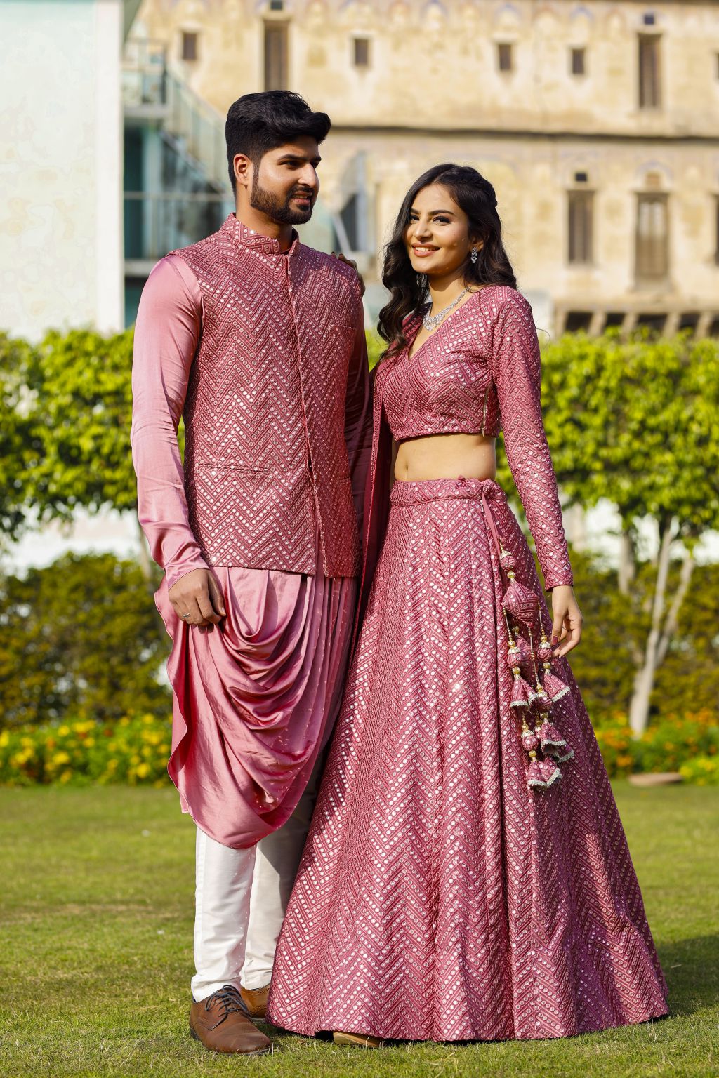 Matellic Pink Couple Set