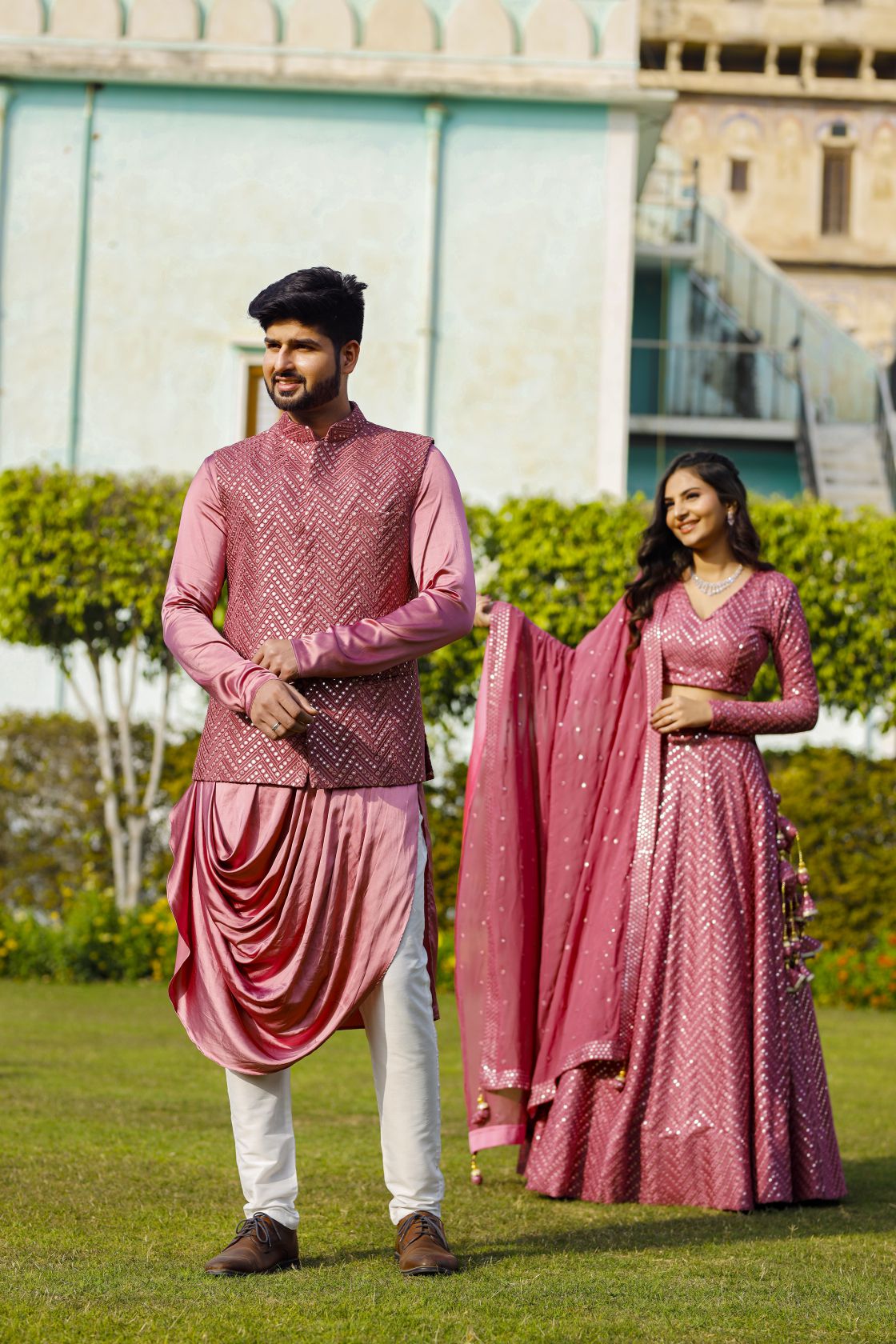 Matellic Pink Couple Set
