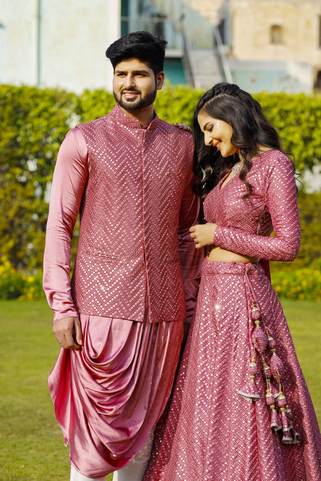 Matellic Pink Couple Set