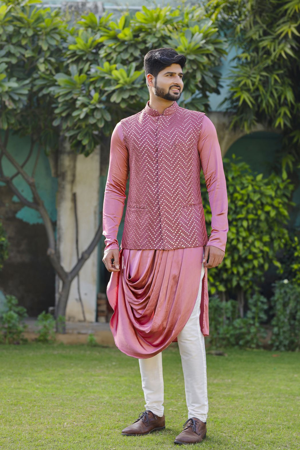 Jawad Metallic Pink Men's Kurta