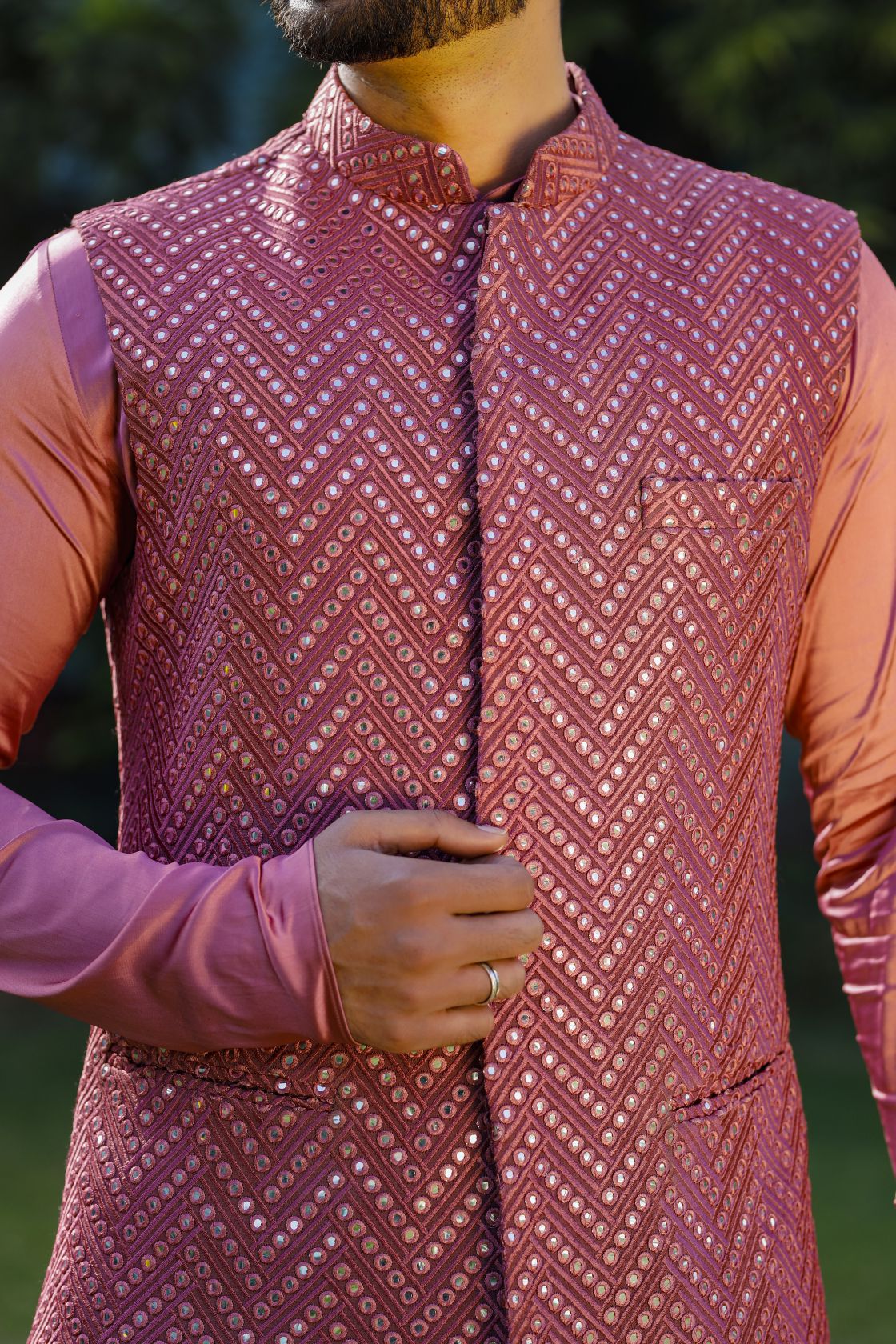 Jawad Metallic Pink Men's Kurta
