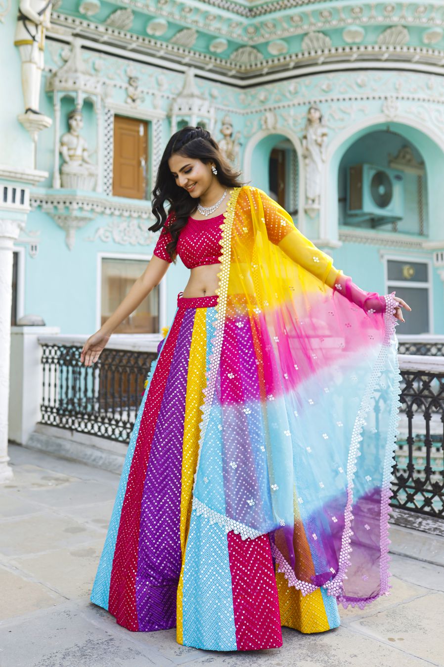 Naaz Mirror Work Lehenga Set