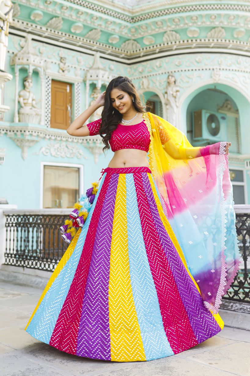 Naaz Mirror Work Lehenga Set
