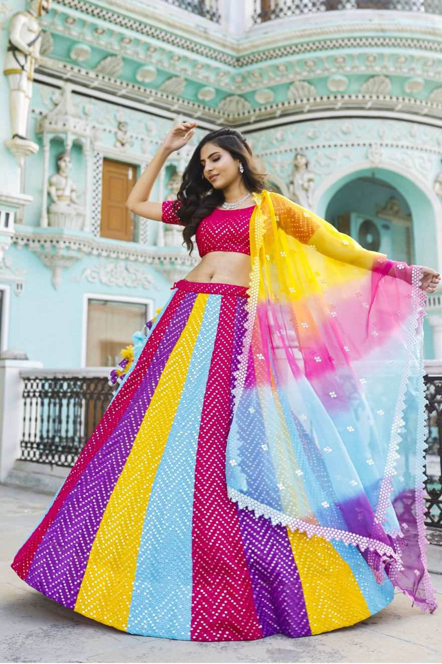 Naaz Mirror Work Lehenga Set
