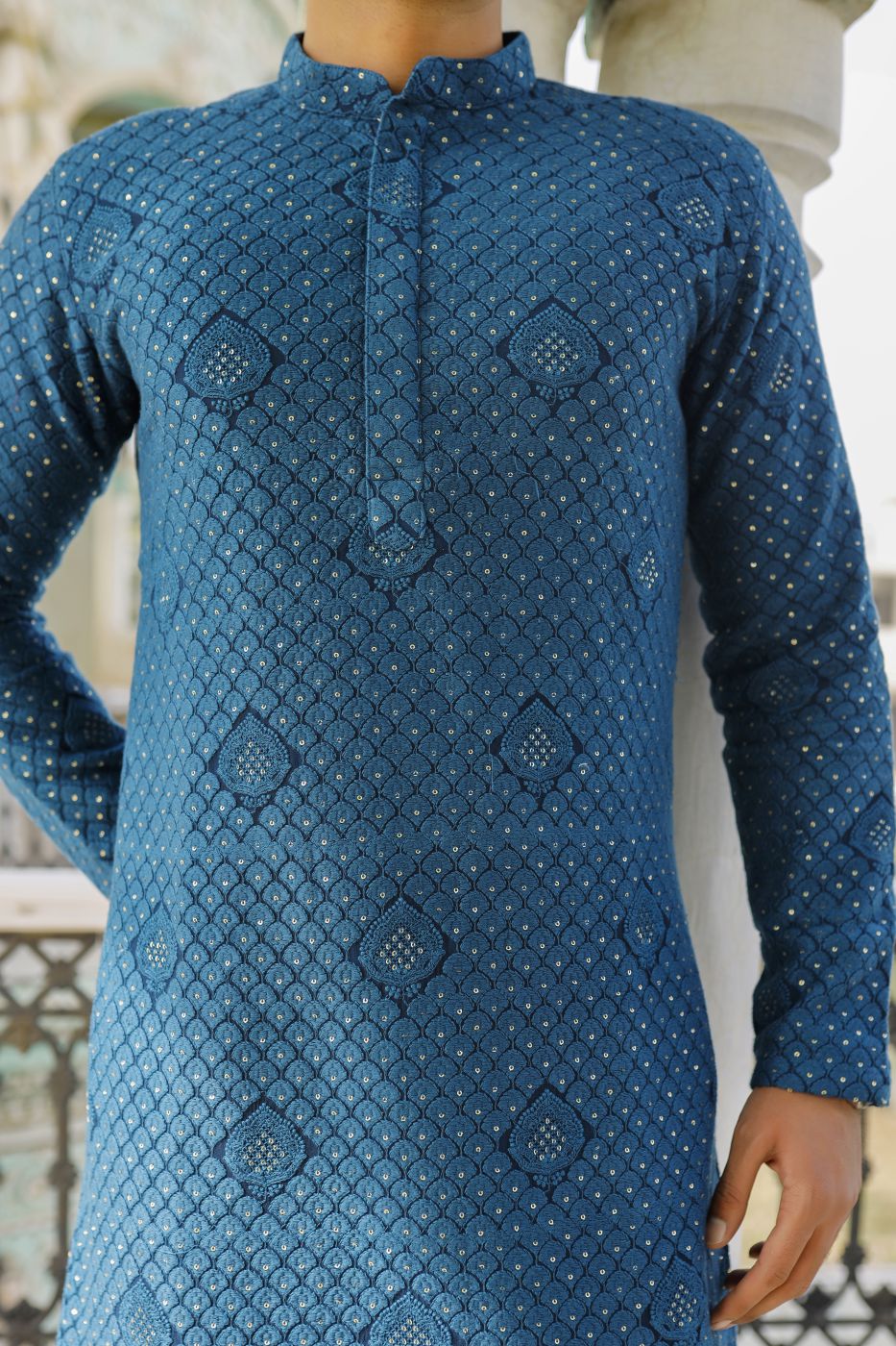 Peacock Blue Mens Kurta set