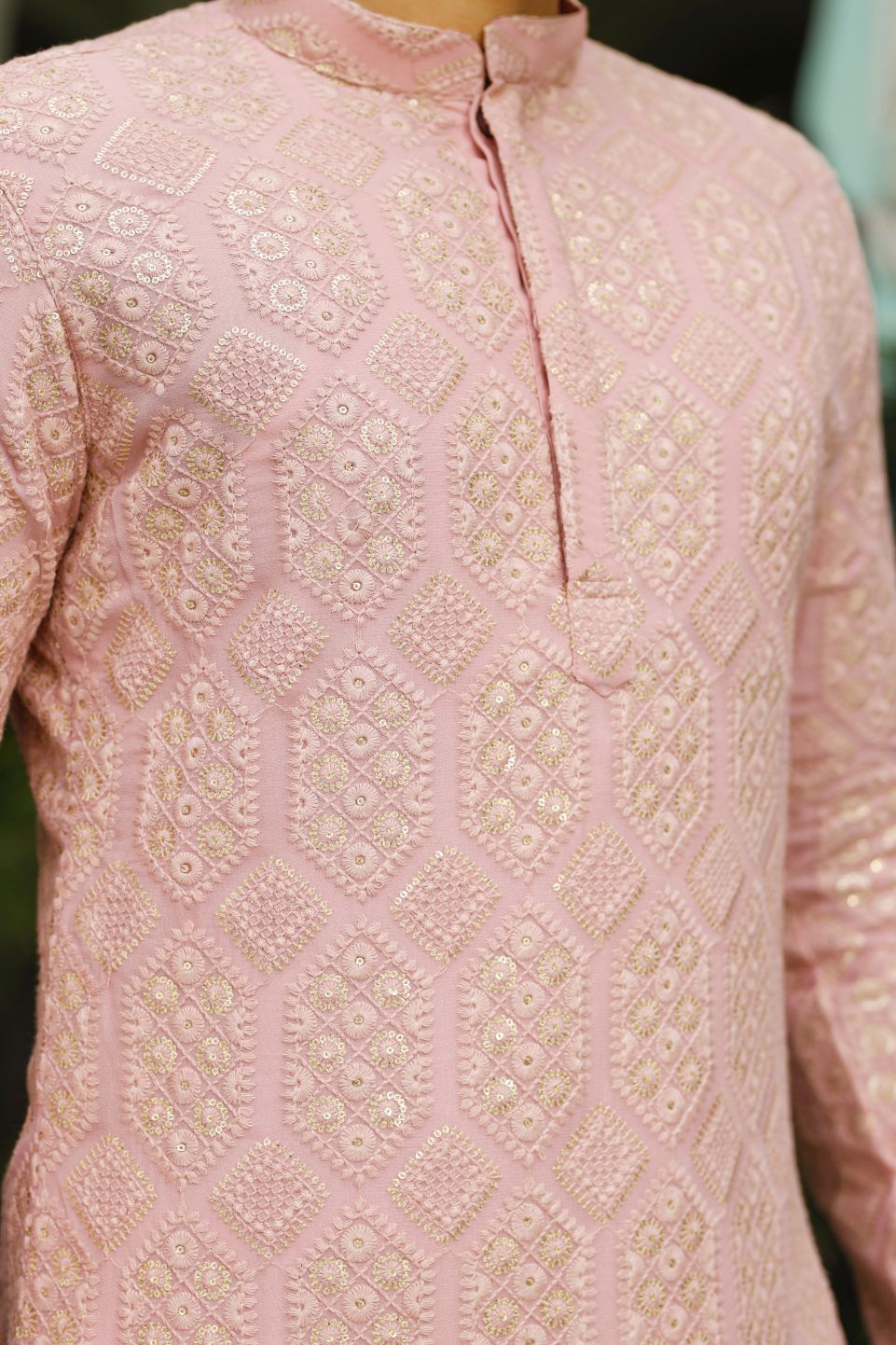 Sober Powder Peach Mens Kurta