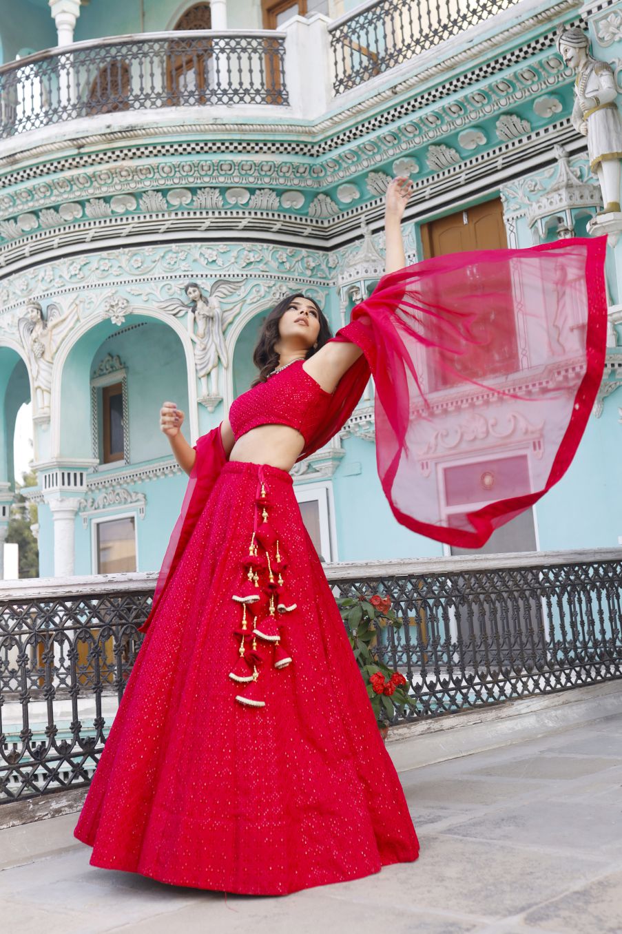 Velvet Pink Lehenga Set