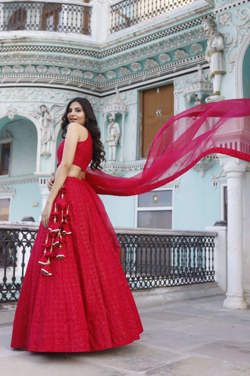 Velvet Pink Lehenga Set
