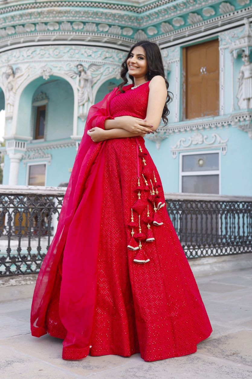Velvet Pink Lehenga Set