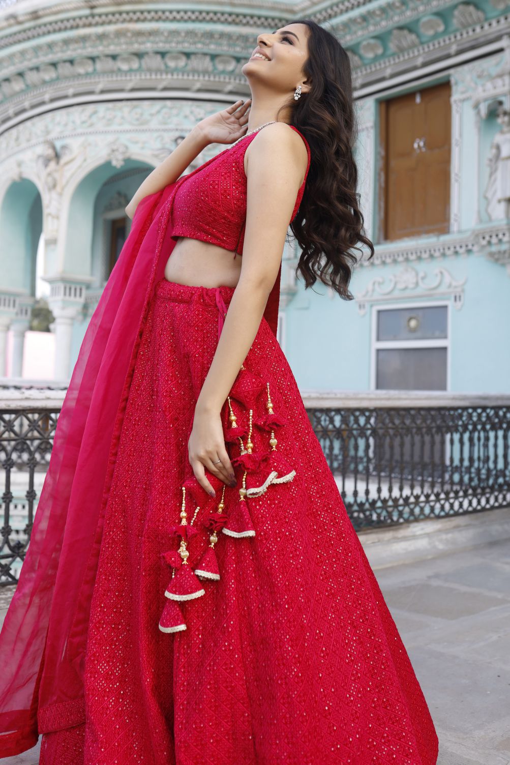 Velvet Pink Lehenga Set