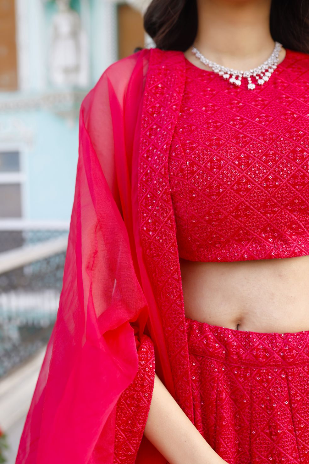 Velvet Pink Lehenga Set
