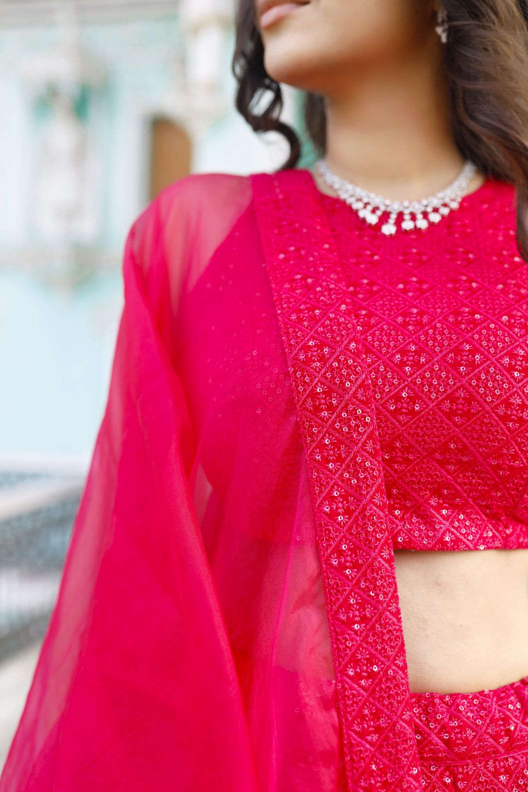 Velvet Pink Lehenga Set