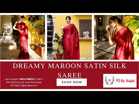 Dreamy Maroon Satin Silk Saree