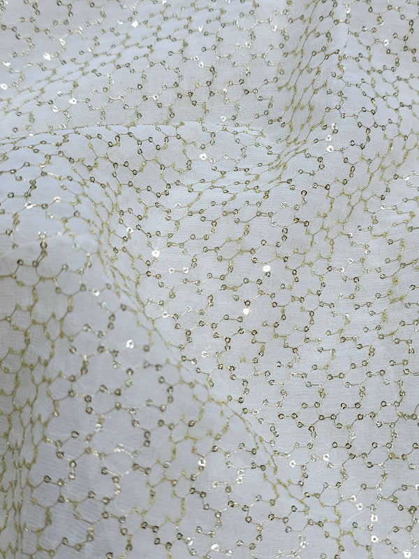 Dyeable Georgette 2mm Sequins Work Embroidery ( Price Per Meter )