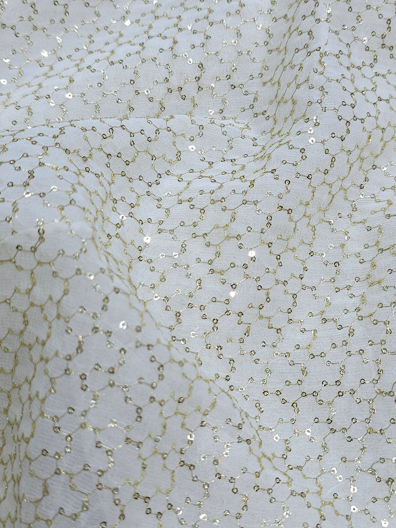 Dyeable Georgette 2mm Sequins Work Embroidery ( Price Per Meter )