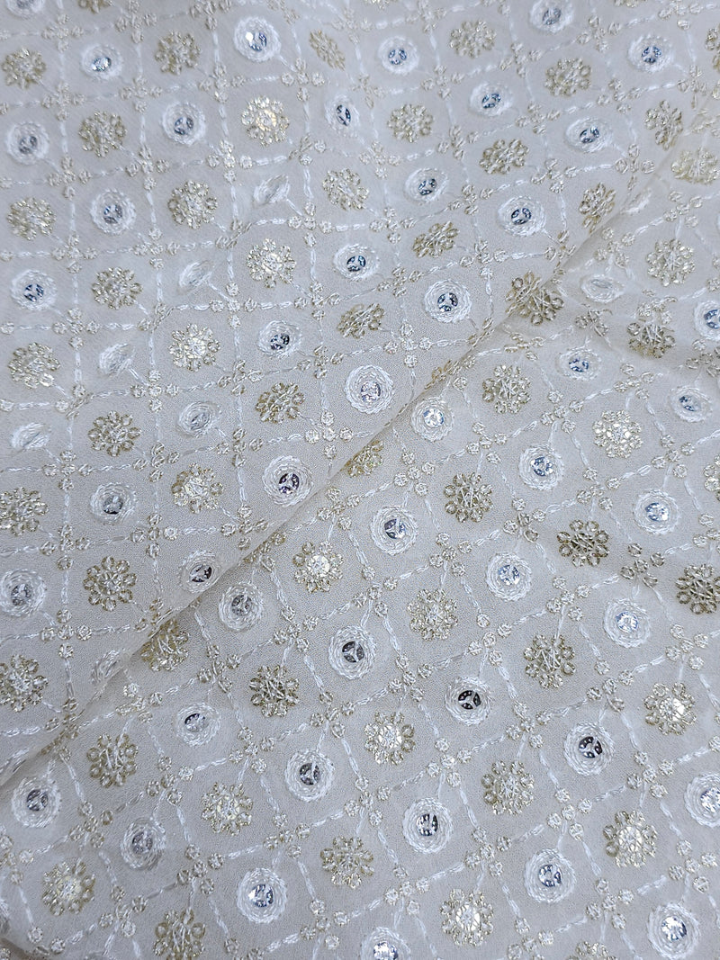 Dyeable Georgette Sequin Work Embroidery ( Price per meter)