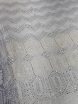 Dyeable Georgette Mirror Work Embroidery ( Price Per Meter )