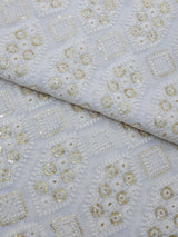 Dyeable Georgette Lucknowy Sequins Work Embroidery ( Price Per Meter )