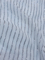 Dyeable Georgette Silver Sequins Lines Work ( Price Per Meter )