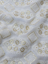 Dyeable Georgette Lucknowy Sequins Work Embroidery ( Price Per Meter )