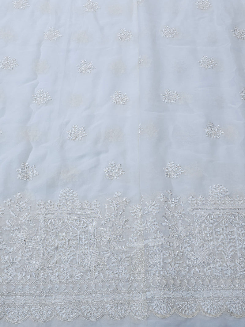 Dyeable Georgette Thread Work Embroidery Panel ( Price Per Meter )