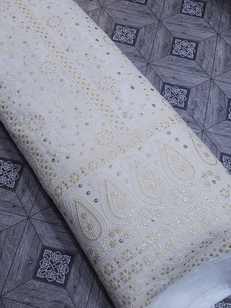 Dyeable Georgette Chikankari Panel Work Embroidery ( Price Per Meter )