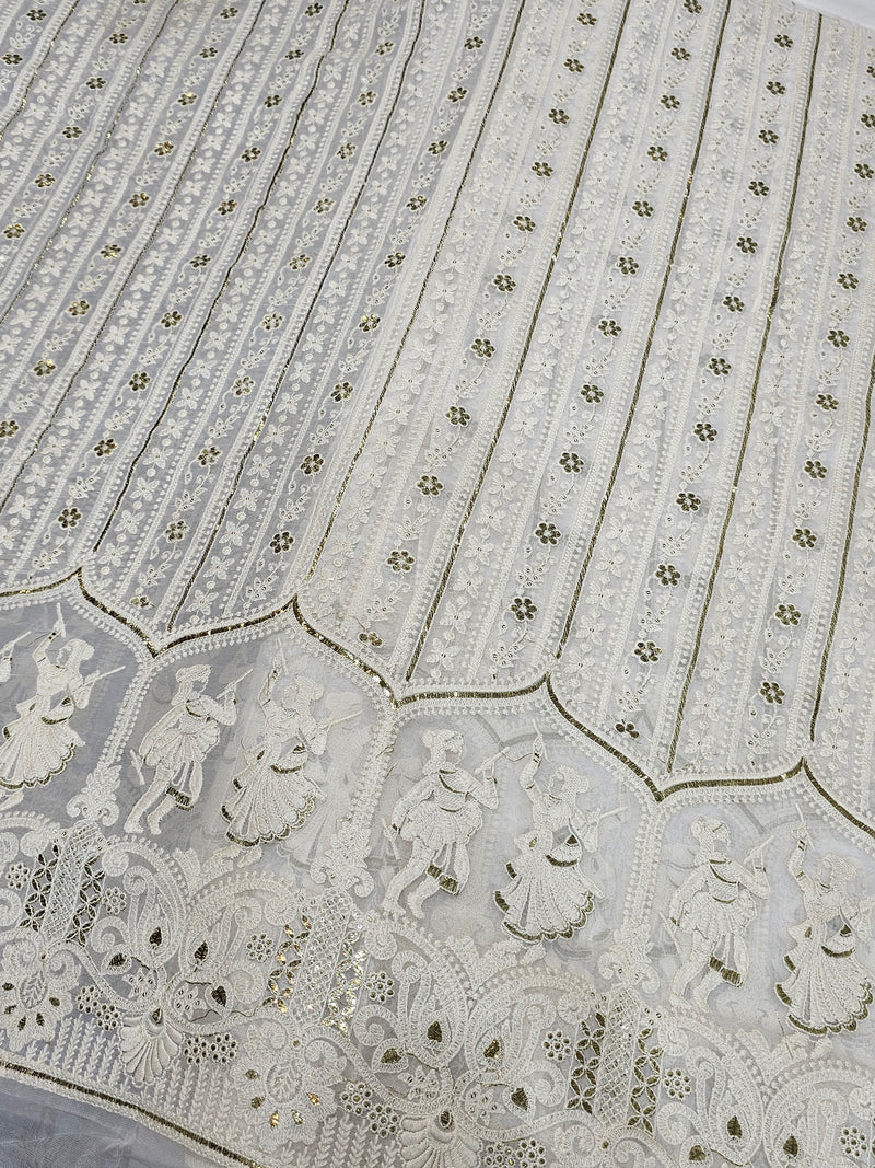 Dyeable Georgette Chikankari Dandiya Work Embroidery ( Price Per Meter )