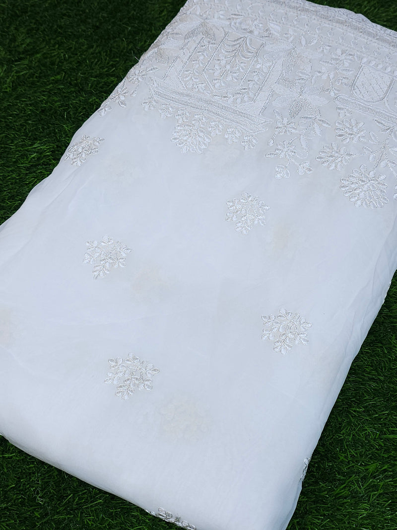 Dyeable Georgette Thread Work Embroidery Panel ( Price Per Meter )