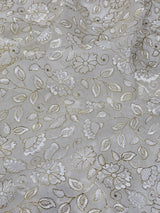 Dyeable Organza Foil Thread Floral Work Embroidery ( Price Per Meter )