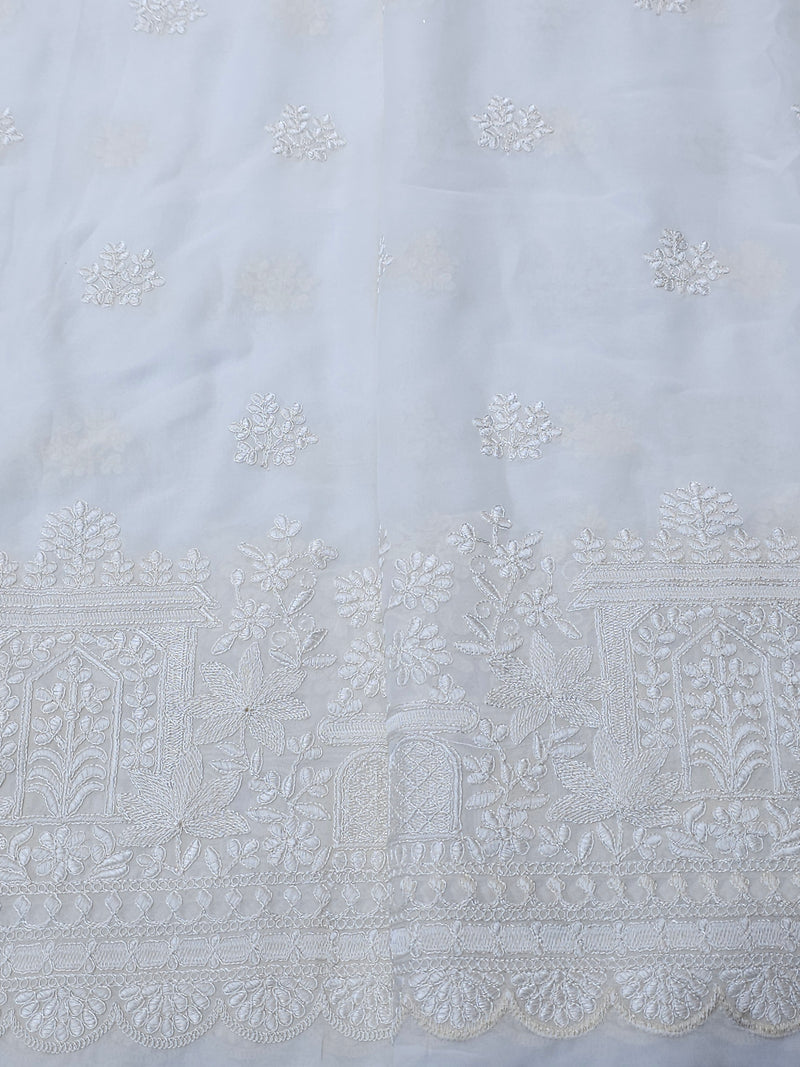 Dyeable Georgette Thread Work Embroidery Panel ( Price Per Meter )