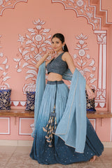 Ombre Georgette Embroidered Lehenga Set