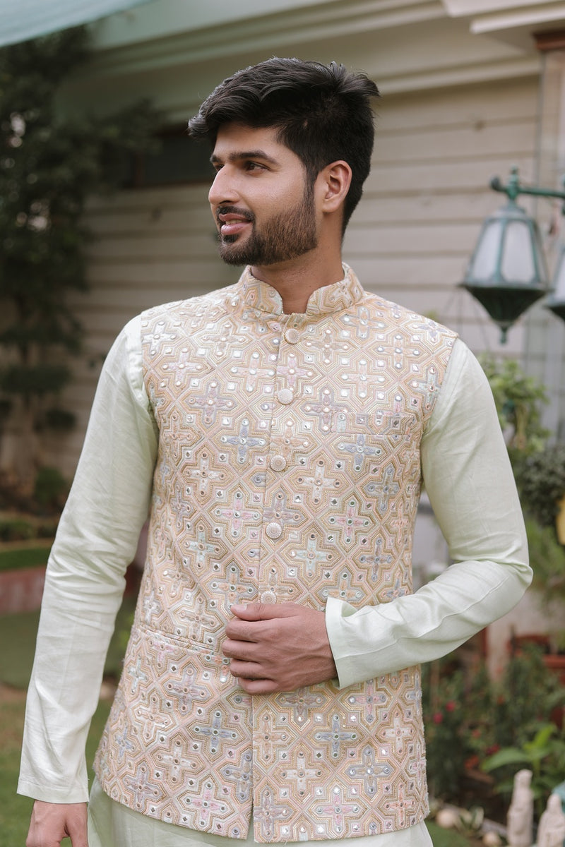 Asar Multicolor Embroidered Silk Jacket Set