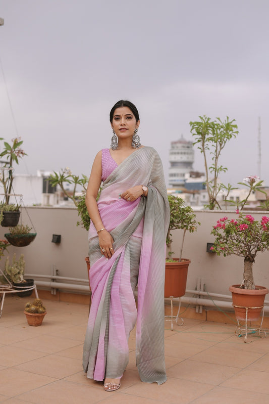 Lavender Shaded Zari Lurex Saree