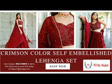 Crimson Color Self Embellished Lehenga Set