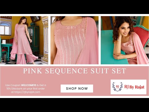 Ansh Pink Sequence Suit Set